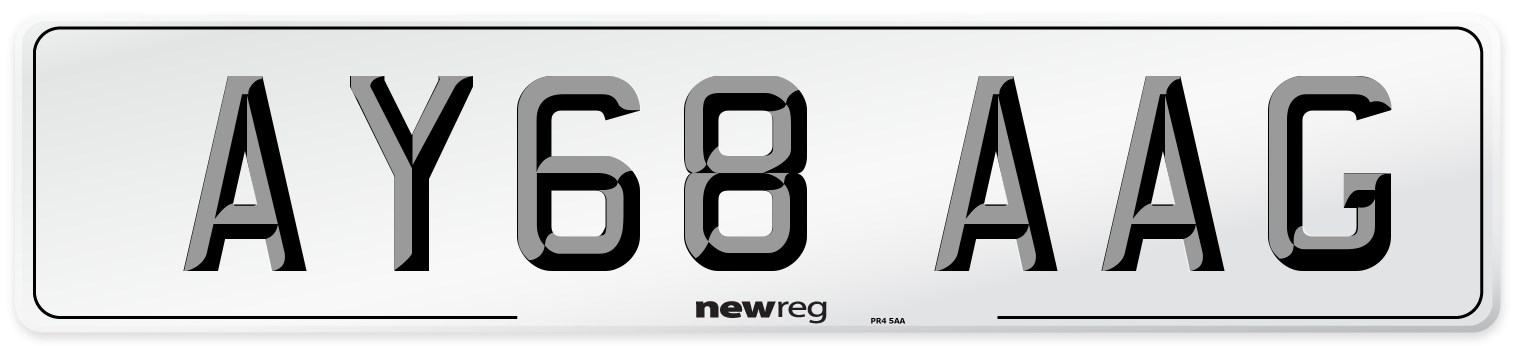 AY68 AAG Front Number Plate