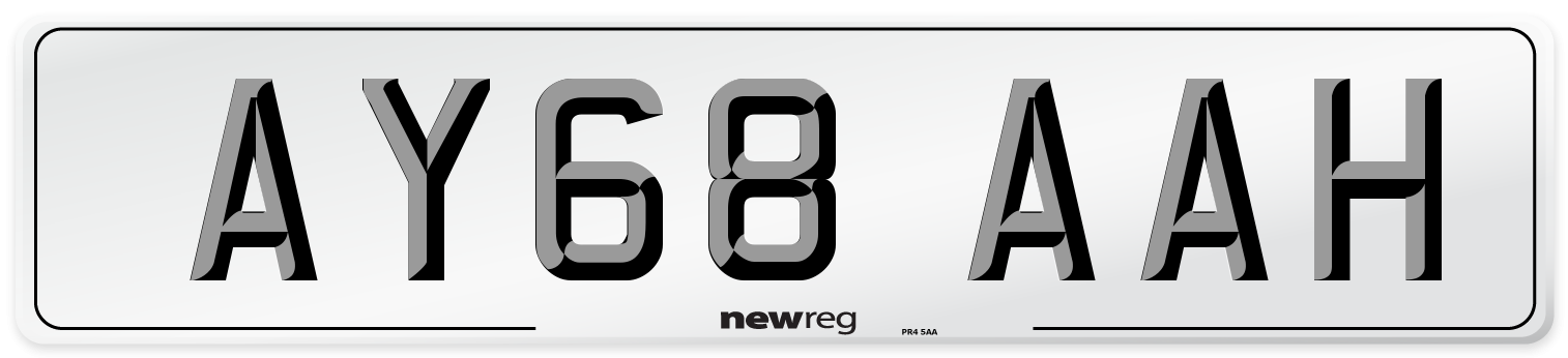AY68 AAH Front Number Plate