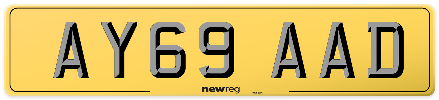AY69 AAD Rear Number Plate