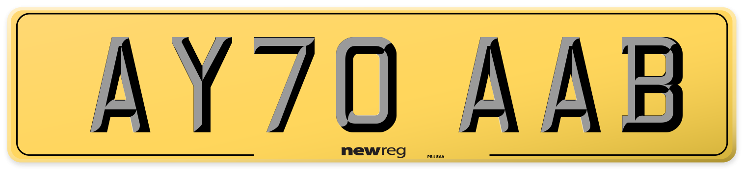 AY70 AAB Rear Number Plate