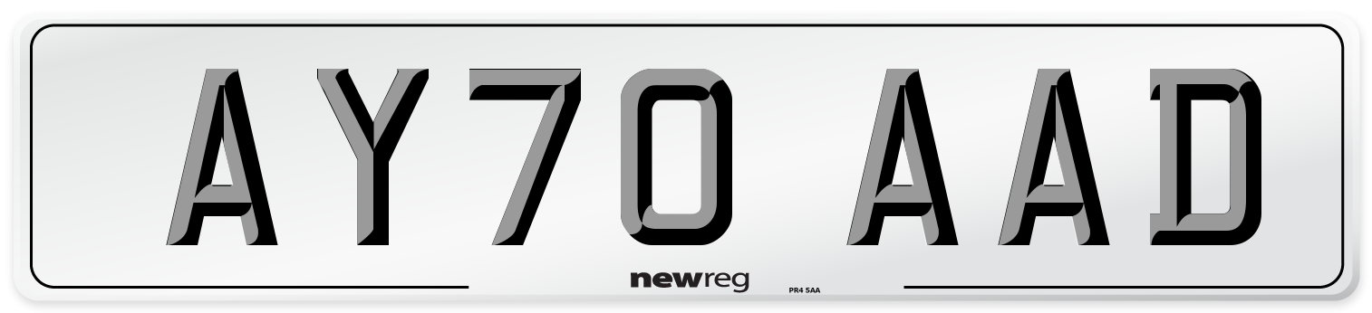 AY70 AAD Front Number Plate
