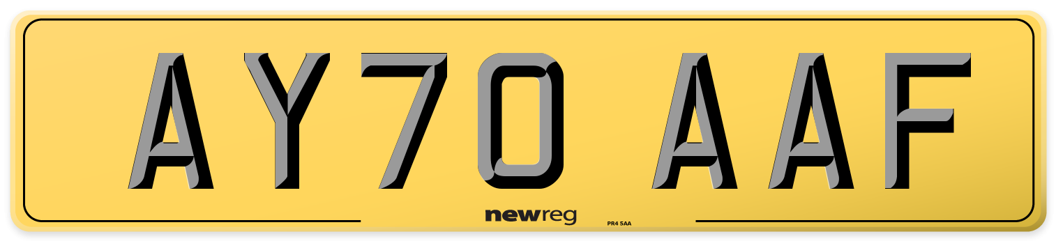 AY70 AAF Rear Number Plate
