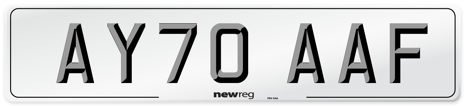 AY70 AAF Front Number Plate