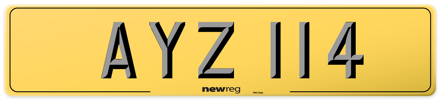 AYZ 114 Rear Number Plate
