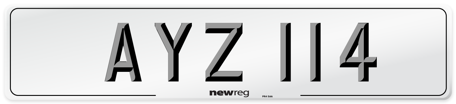 AYZ 114 Front Number Plate