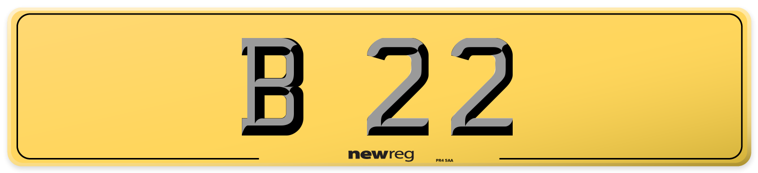 B 22 Rear Number Plate