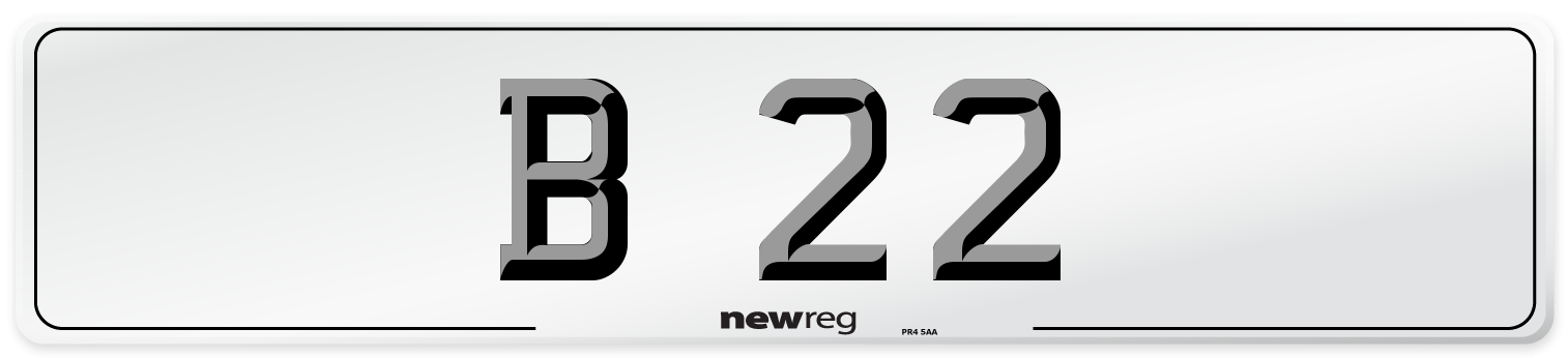 B 22 Front Number Plate