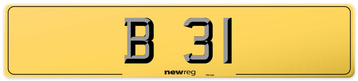 B 31 Rear Number Plate