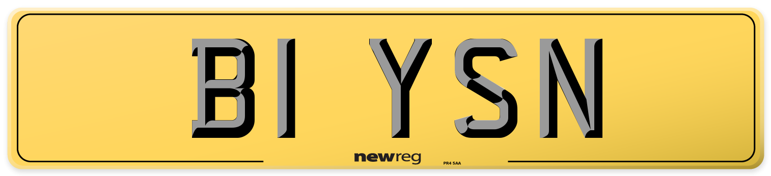 B1 YSN Rear Number Plate