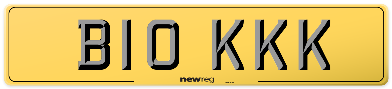 B10 KKK Rear Number Plate