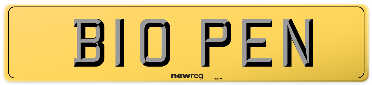 B10 PEN Rear Number Plate