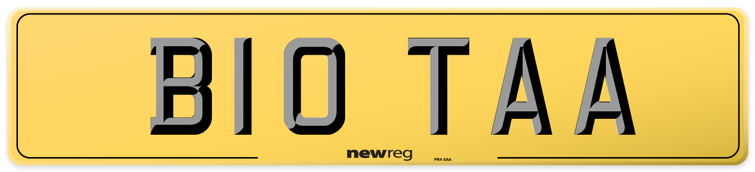 B10 TAA Rear Number Plate