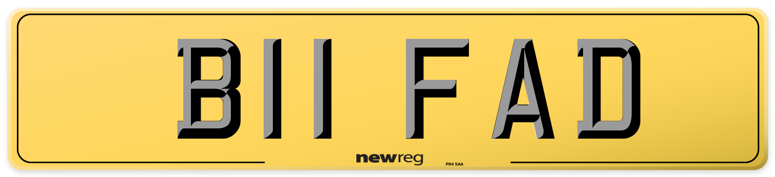 B11 FAD Rear Number Plate