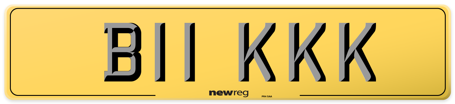 B11 KKK Rear Number Plate