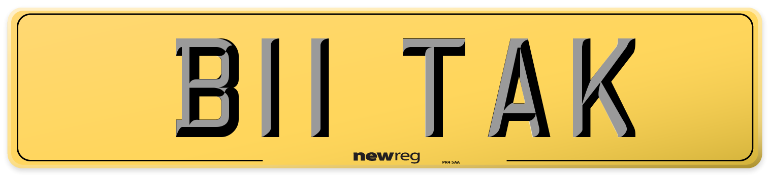 B11 TAK Rear Number Plate