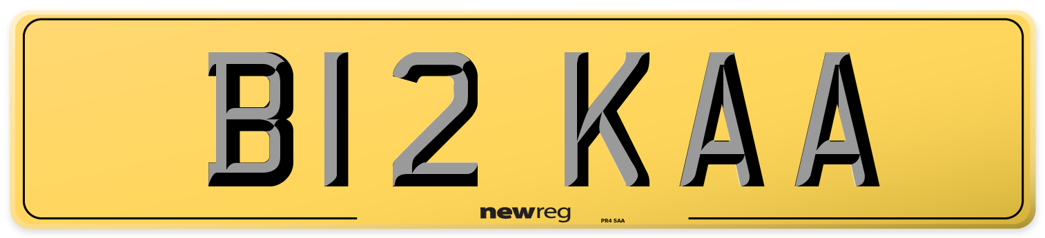 B12 KAA Rear Number Plate