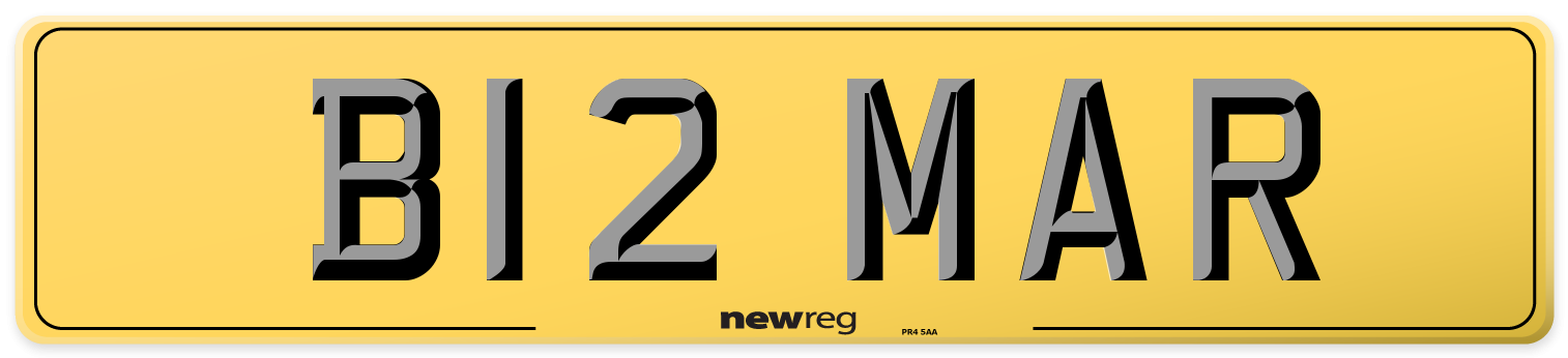 B12 MAR Rear Number Plate