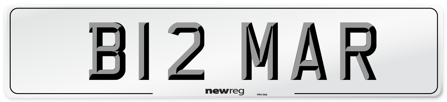 B12 MAR Front Number Plate