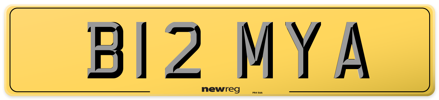 B12 MYA Rear Number Plate