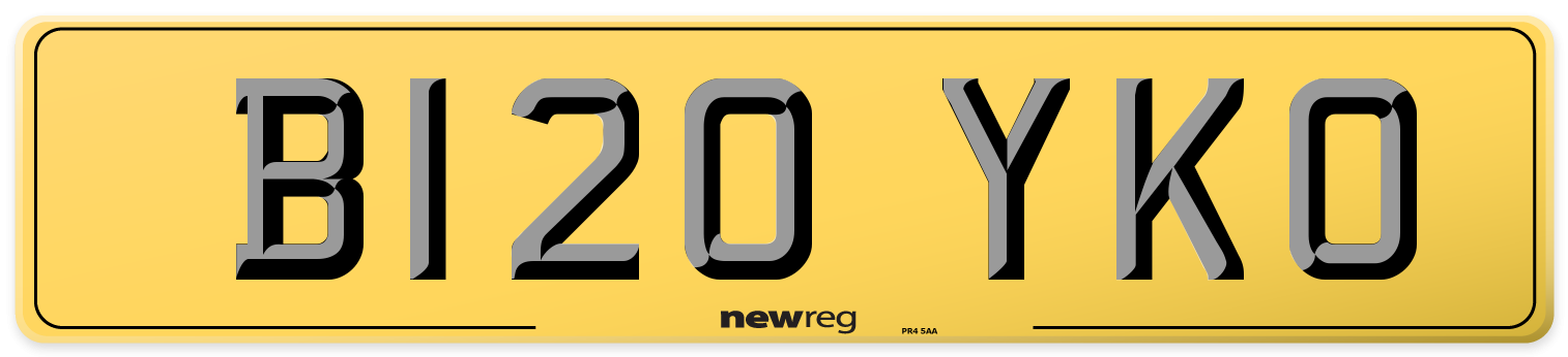 B120 YKO Rear Number Plate