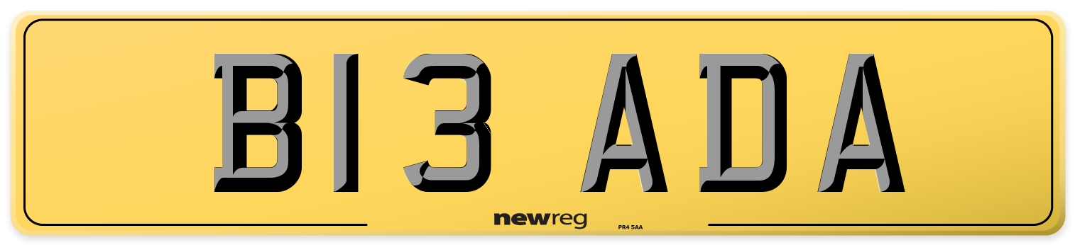 B13 ADA Rear Number Plate