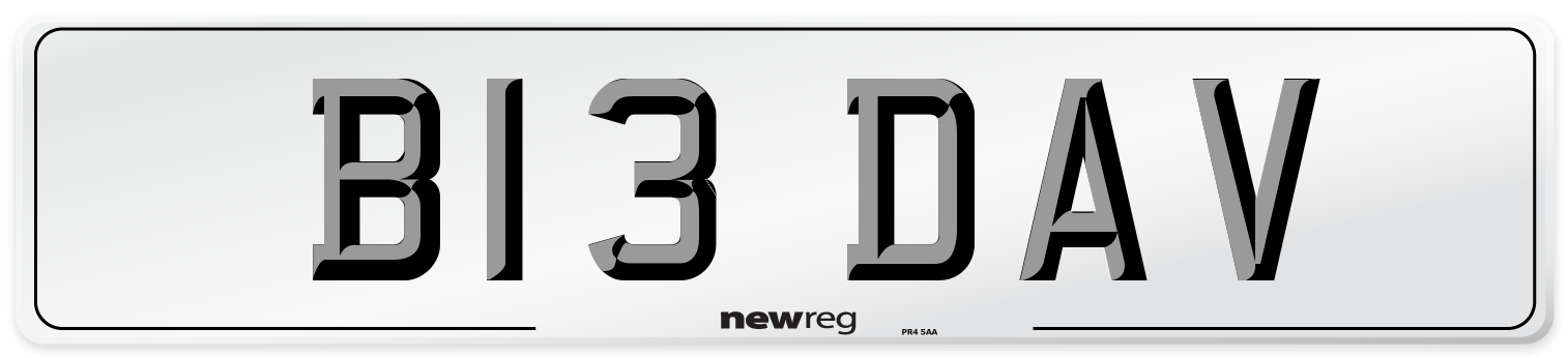 B13 DAV Front Number Plate