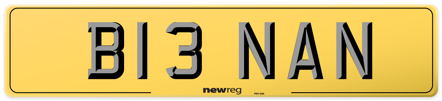 B13 NAN Rear Number Plate