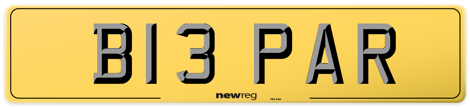 B13 PAR Rear Number Plate