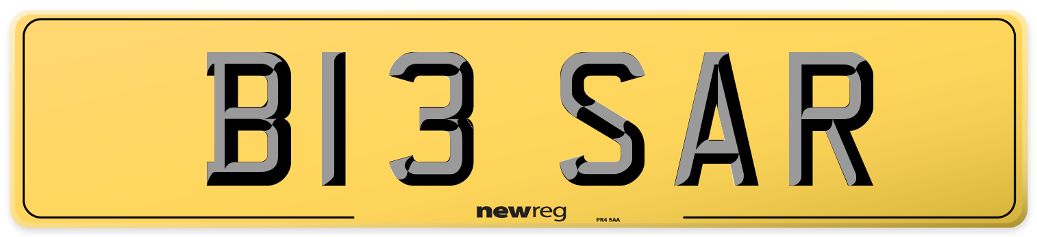 B13 SAR Rear Number Plate
