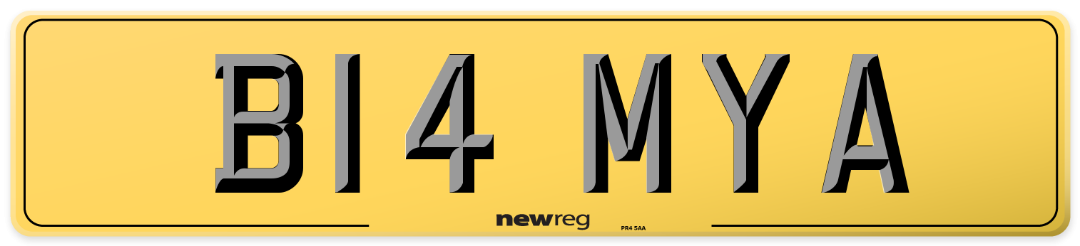 B14 MYA Rear Number Plate