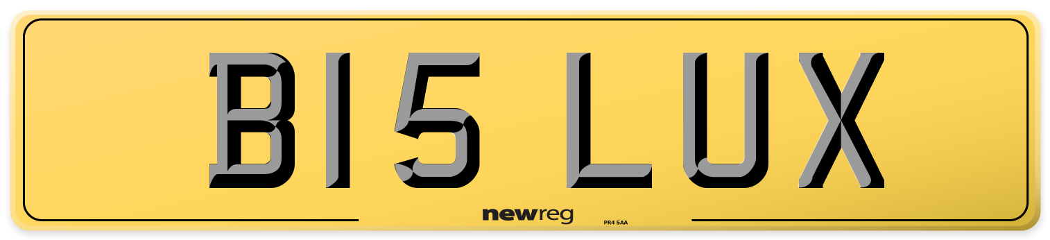 B15 LUX Rear Number Plate