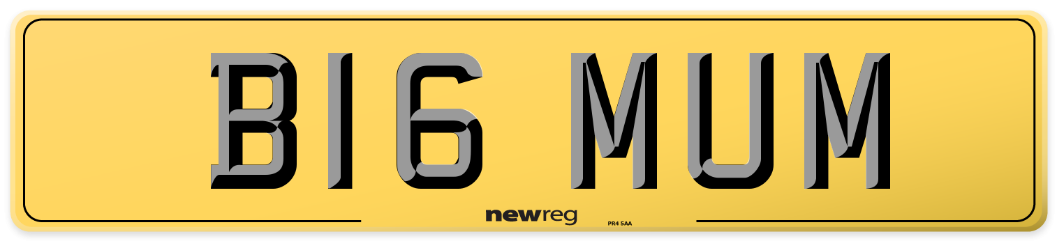 B16 MUM Rear Number Plate