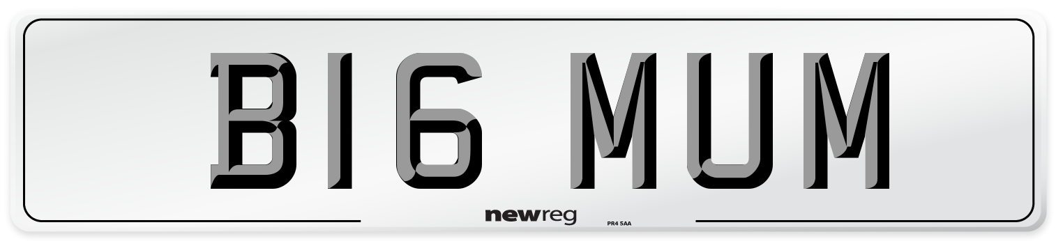 B16 MUM Front Number Plate