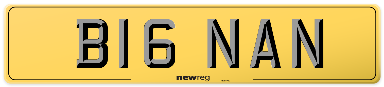 B16 NAN Rear Number Plate
