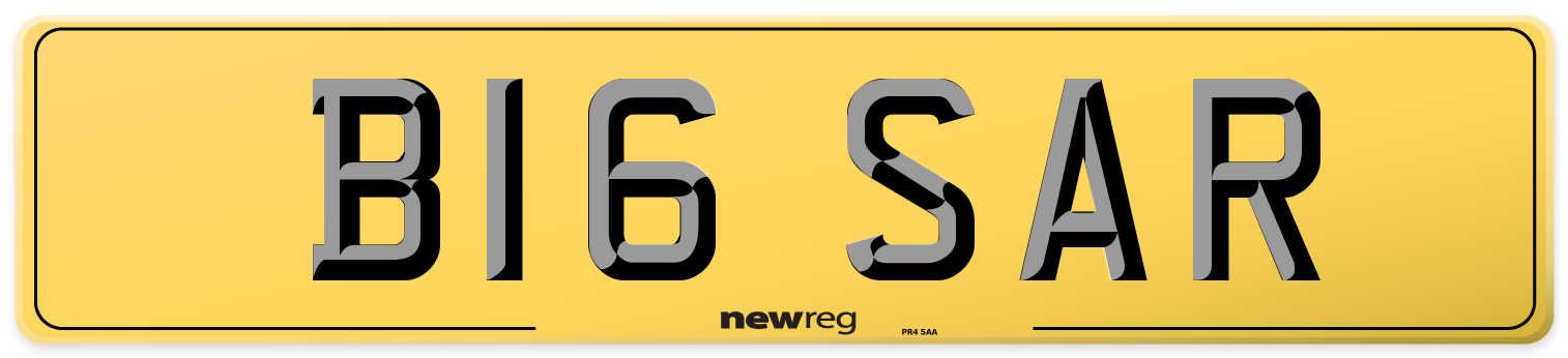 B16 SAR Rear Number Plate