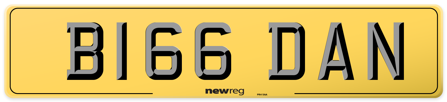 B166 DAN Rear Number Plate
