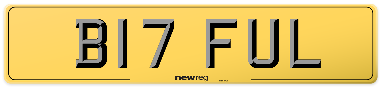 B17 FUL Rear Number Plate