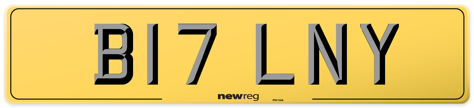 B17 LNY Rear Number Plate
