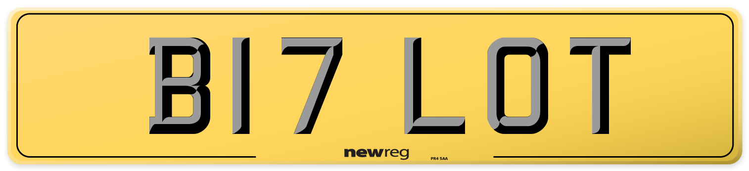 B17 LOT Rear Number Plate