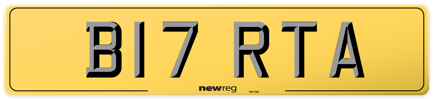 B17 RTA Rear Number Plate