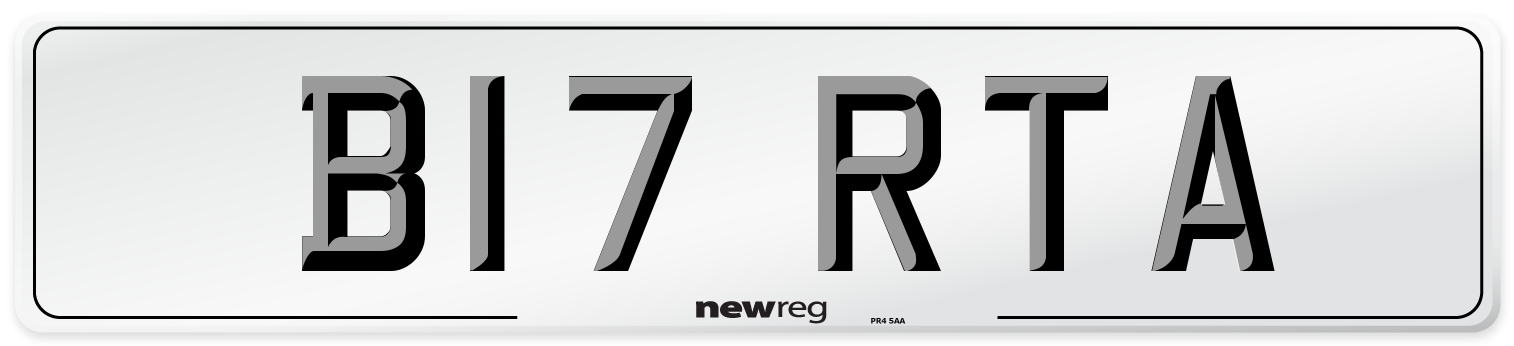 B17 RTA Front Number Plate