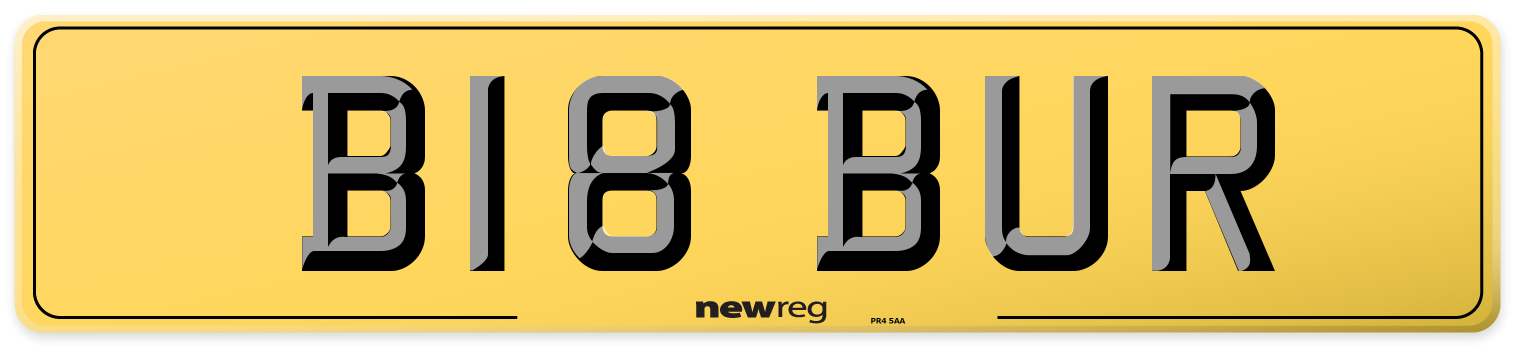B18 BUR Rear Number Plate