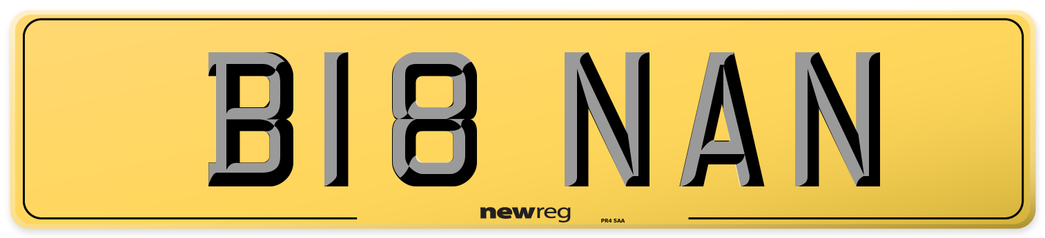 B18 NAN Rear Number Plate
