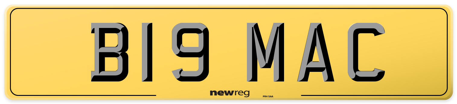 B19 MAC Rear Number Plate