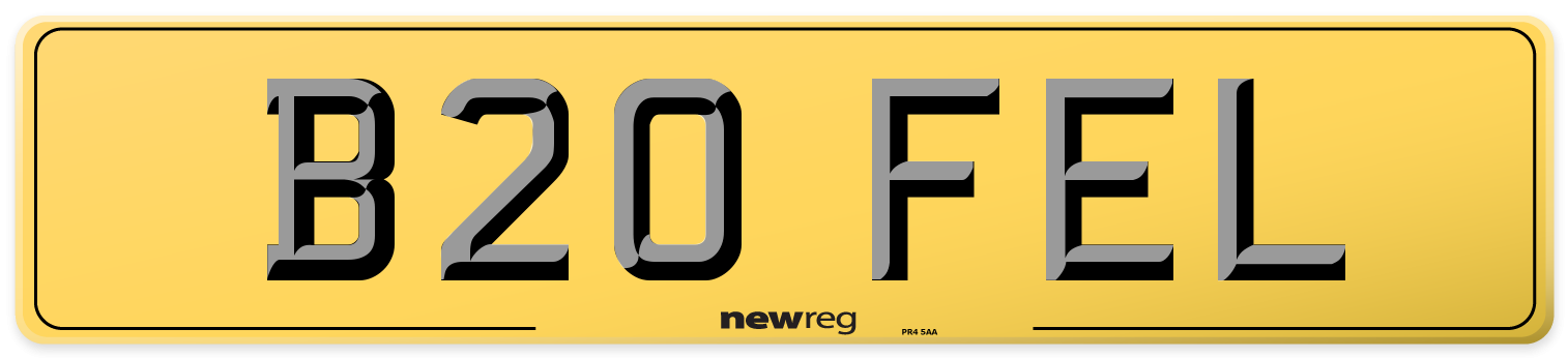B20 FEL Rear Number Plate