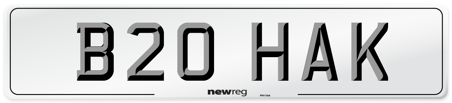 B20 HAK Front Number Plate
