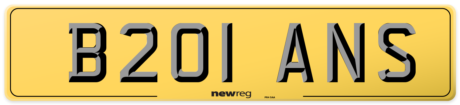 B201 ANS Rear Number Plate