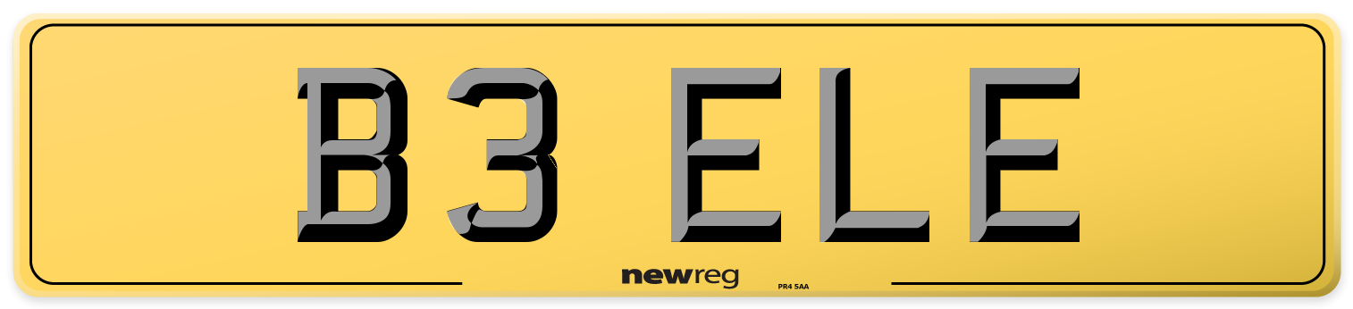 B3 ELE Rear Number Plate