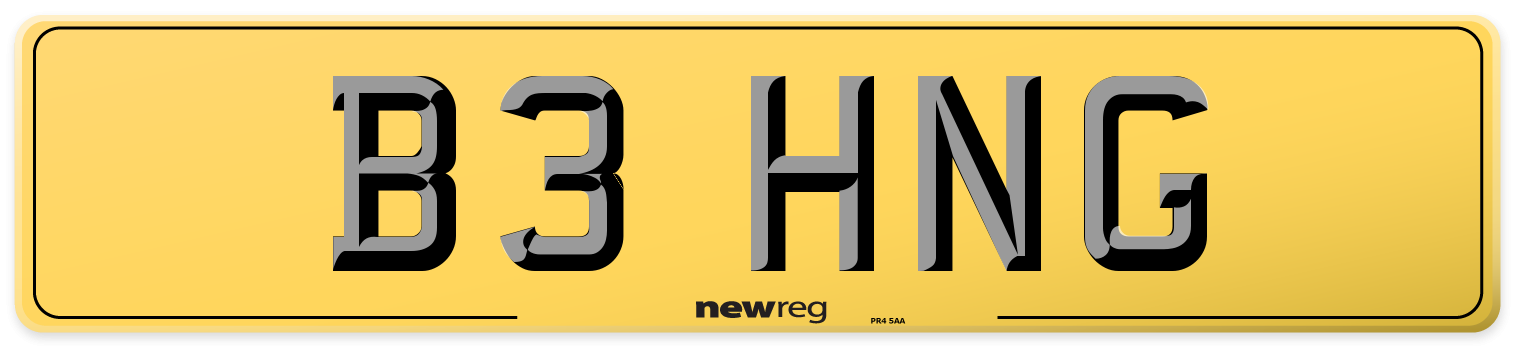 B3 HNG Rear Number Plate