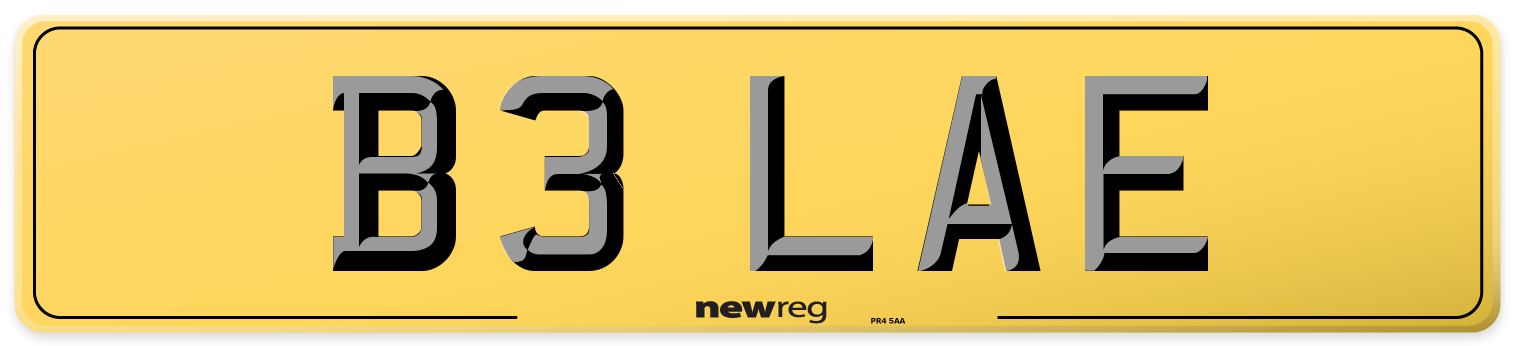 B3 LAE Rear Number Plate